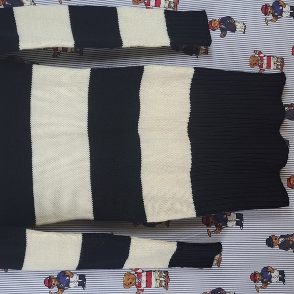 Seductions chunky stripe black & white fitted knit turtle neck Med sweater dress - Picture 3 of 6